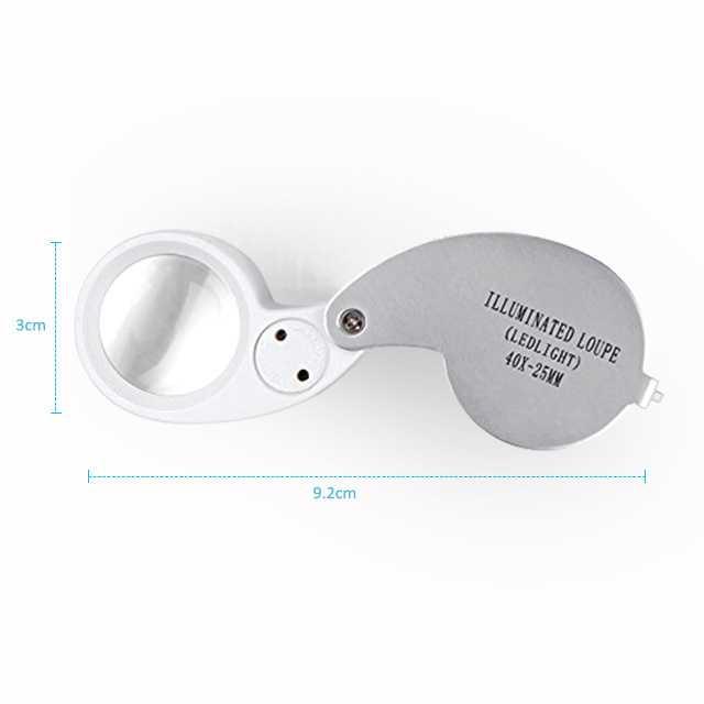 40X-25mm Glass Lens Jeweler Loupe Magnifier With Led Light