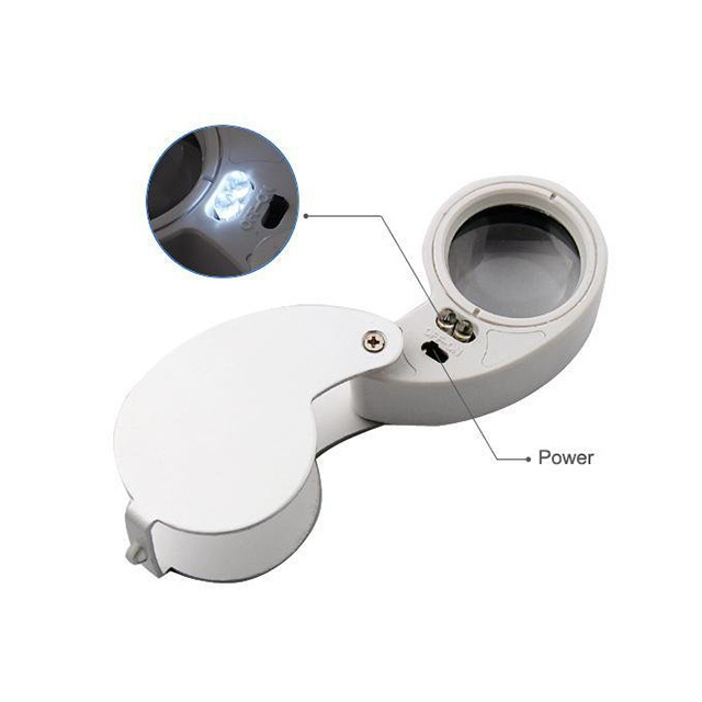 YJ71007 40x25 LED Jewelry Eye Loupe Glass Lens Eye Magnifier Magnifying