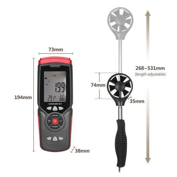 GT8907 Digital Anemometer Air Volume Tester Wind Temperature Wind Direction Wind Level Measuring Instrument High Precision