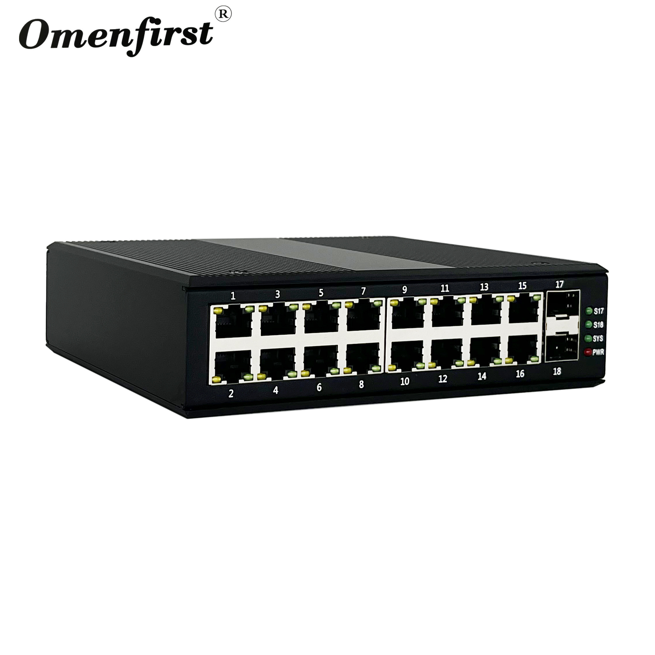 Industrial ethernet switch 16 port gigabit poe 48v with 2 sfp sc unmanaged 1000m network switch