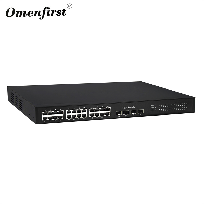 l2 managed switch 24 rj45 port 1000M 4 SFP 10G switch  BCM chip series 4 integrated 10 gigabit ports  128G backplane bandwidth