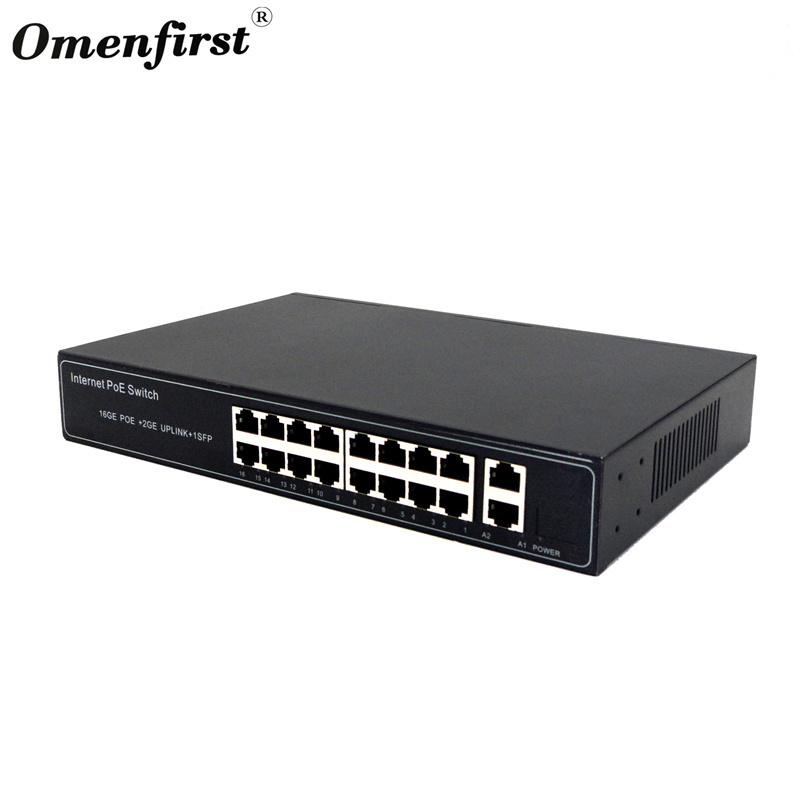 16 Ports Gigabit Poe Switch 200w Support Vlan Extend 250 Meters Poe Switch For Cctv Network