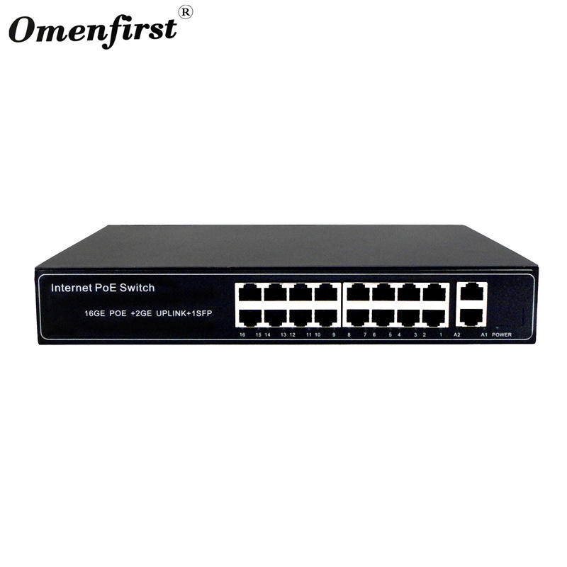 16 Ports Gigabit Poe Switch 200w Support Vlan Extend 250 Meters Poe Switch For Cctv Network