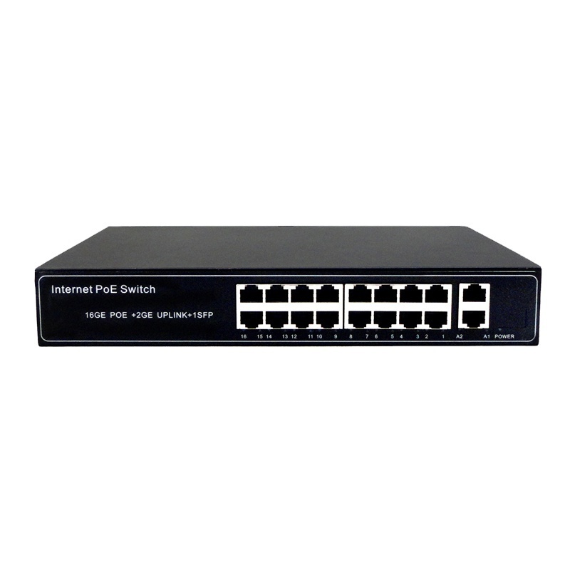 16 Ports Gigabit Poe Switch 200w Support Vlan Extend 250 Meters Poe Switch For Cctv Network