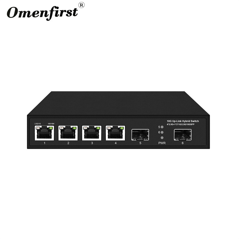 unmanaged ethernet switch 10g SFP uplink  4 port 2.5g network switch with 2 spf VLAN Support