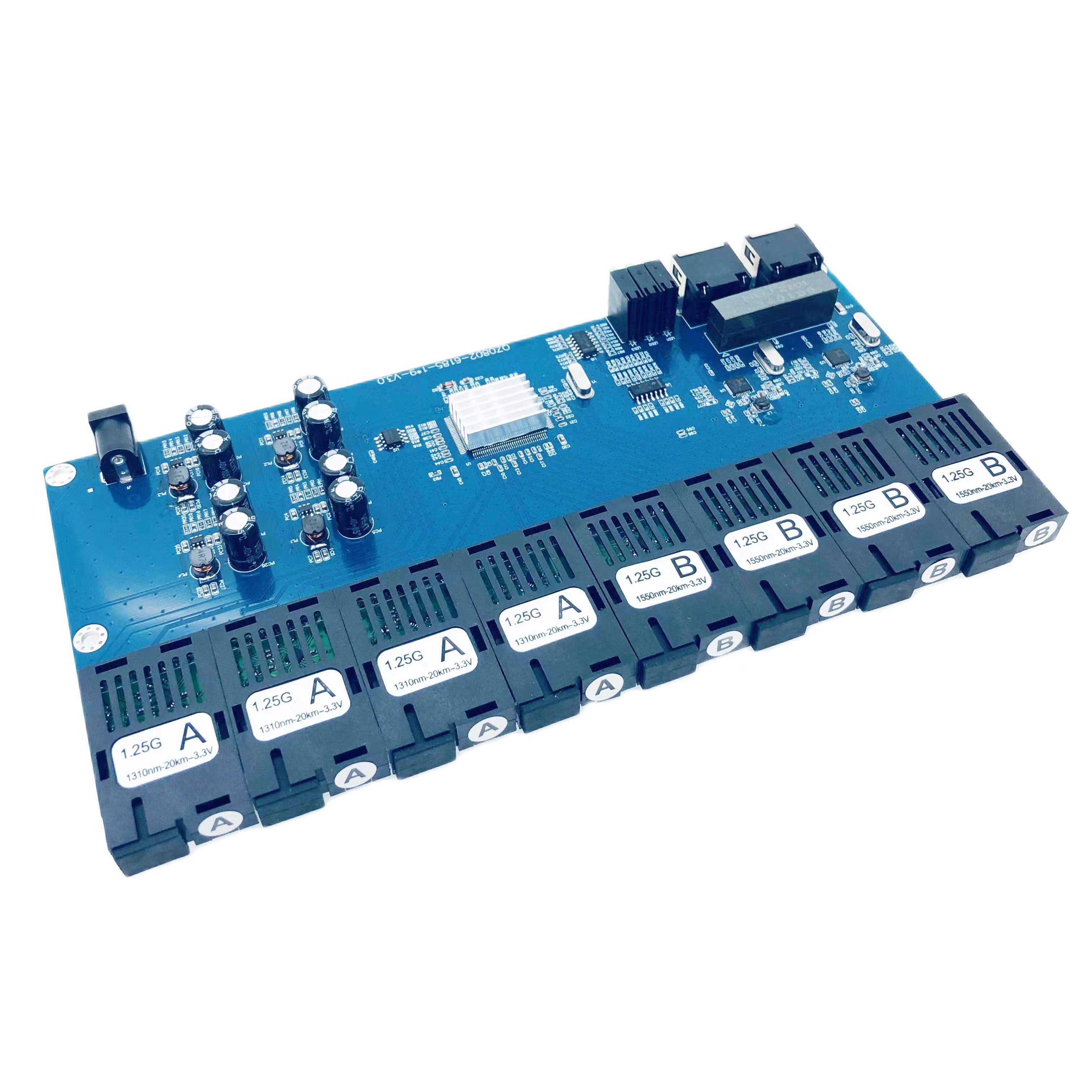 unmanaged 3km/20km 8 SC 2 RJ45 port 10 100 1000m ethernet switch board module network switch poe inverso pcba