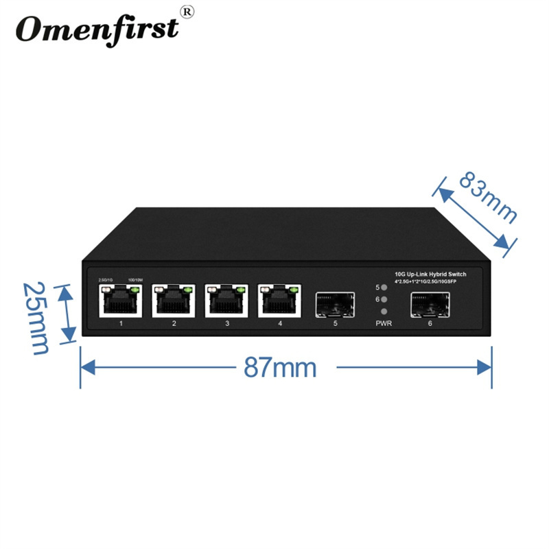 unmanaged ethernet switch 10g SFP uplink  4 port 2.5g network switch with 2 spf VLAN Support