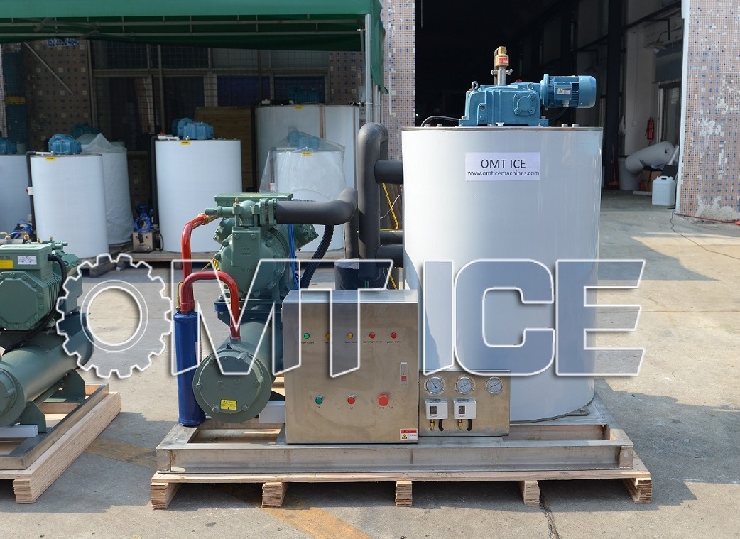 OMT 5Ton/24hrs sea salt water ice flake making machine for tuna fishing boats