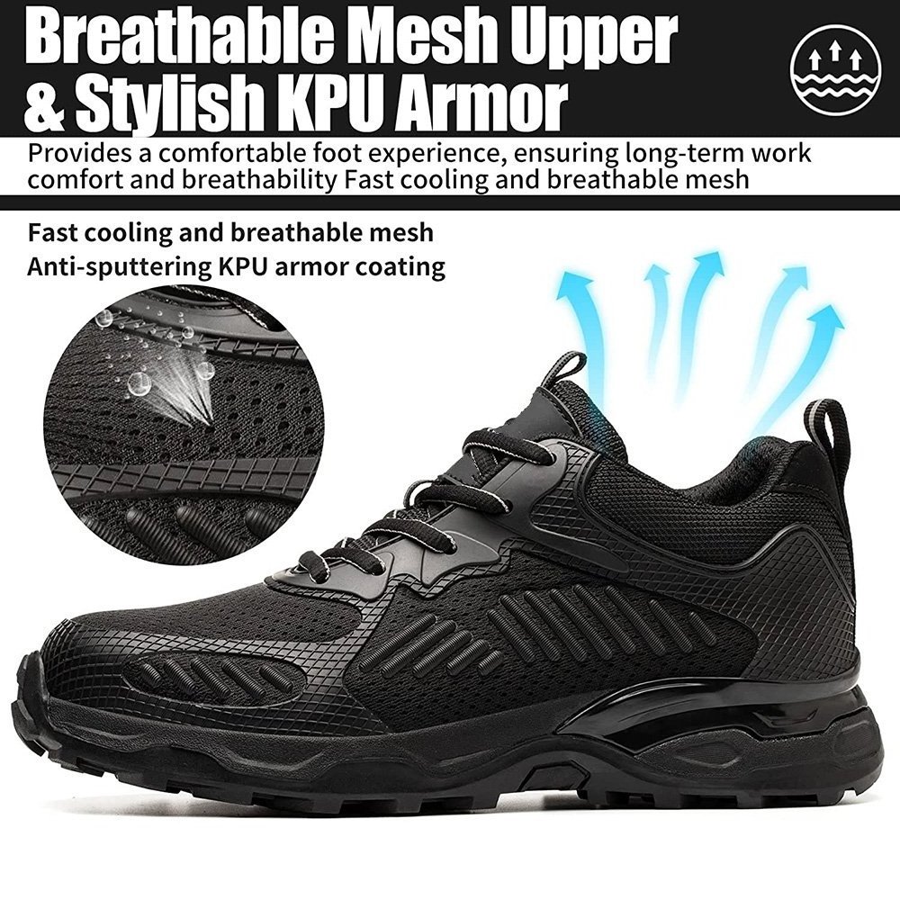 Men Lightweight Non Slip On Resistant Safety Shoes Comfortable Indestructible Shoes Work Sneakers