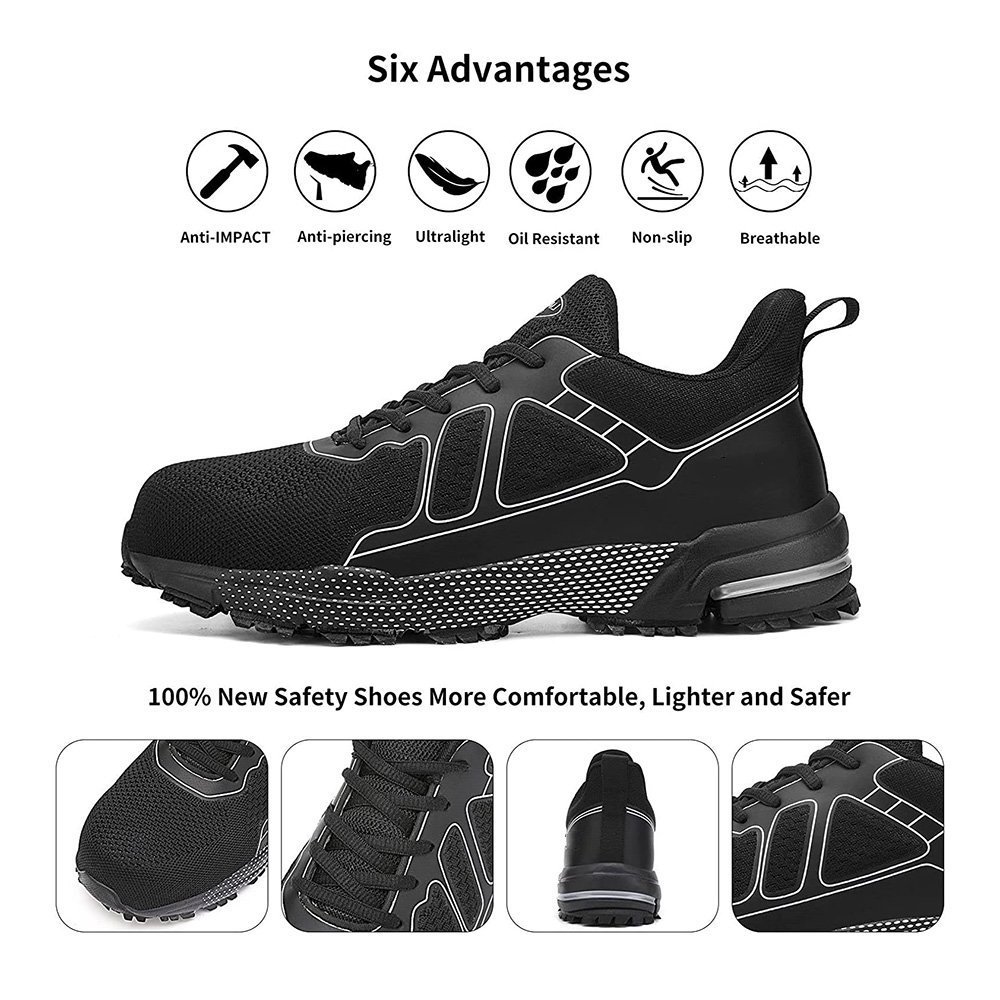 Shoes for Men Lightweight Breathable Wide Width Comfortable Safety Sneakers Construction Work Shoes