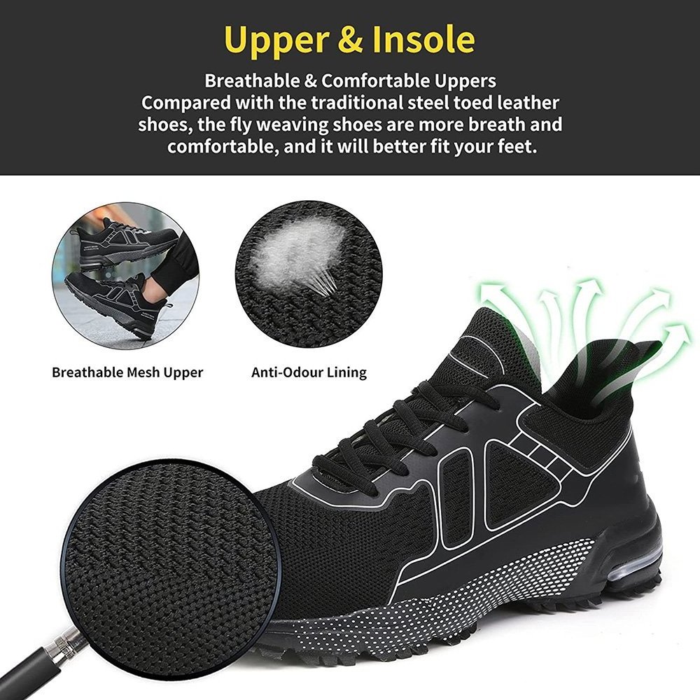 Shoes for Men Lightweight Breathable Wide Width Comfortable Safety Sneakers Construction Work Shoes