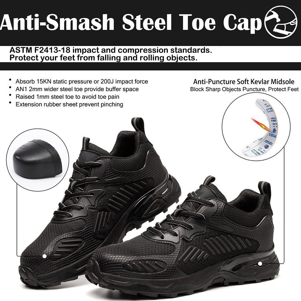 Men Lightweight Non Slip On Resistant Safety Shoes Comfortable Indestructible Shoes Work Sneakers