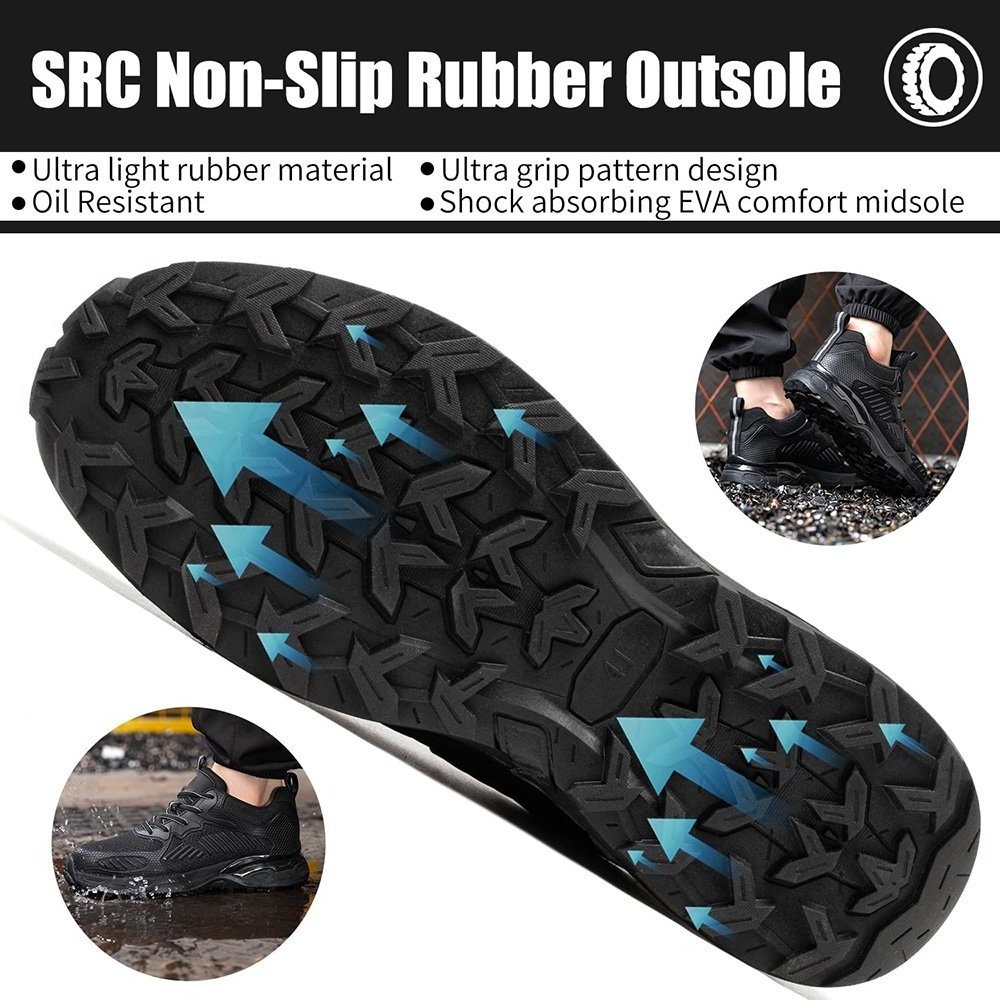 Men Lightweight Non Slip On Resistant Safety Shoes Comfortable Indestructible Shoes Work Sneakers