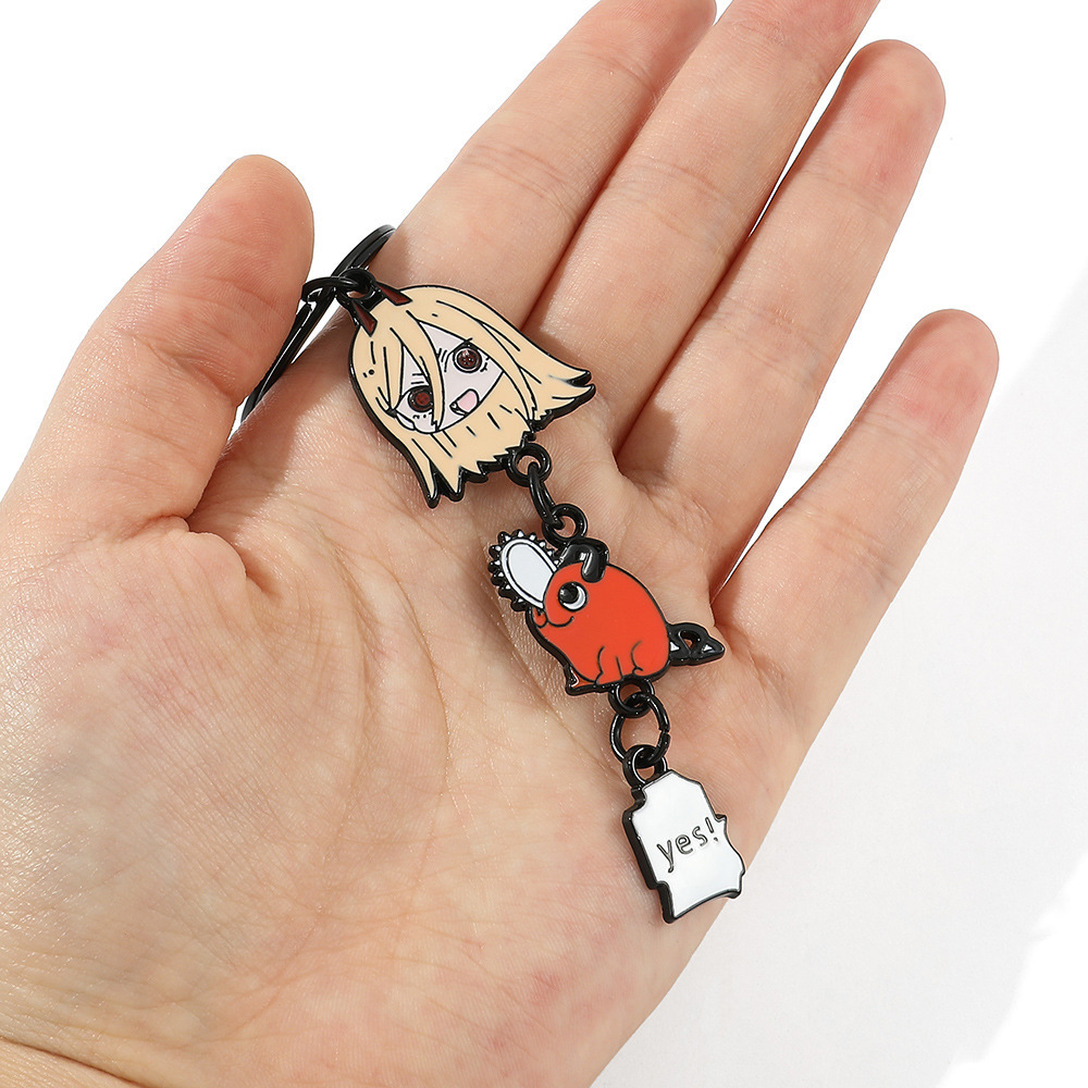 Cartoon Chainsaw man custom made personalized cheap enamel keychains for souvenir