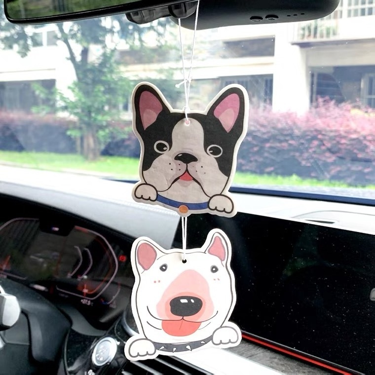 Cheap custom dog designs hanging paper perfume car air fresheners with many smells