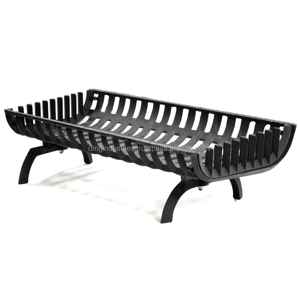 OMG Industries Black Cast Iron Fireplace Grate Outdoor Charcoal Grill in the Fireplace wood holder & Fire pit