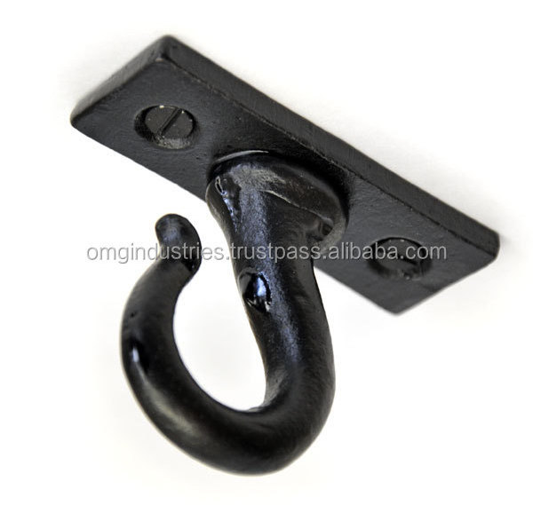 OMG Industries Cast Iron Black Ceiling Hook Solid Brass Hat & Coat Hook Bathroom Hanger Towel Hanging Hook