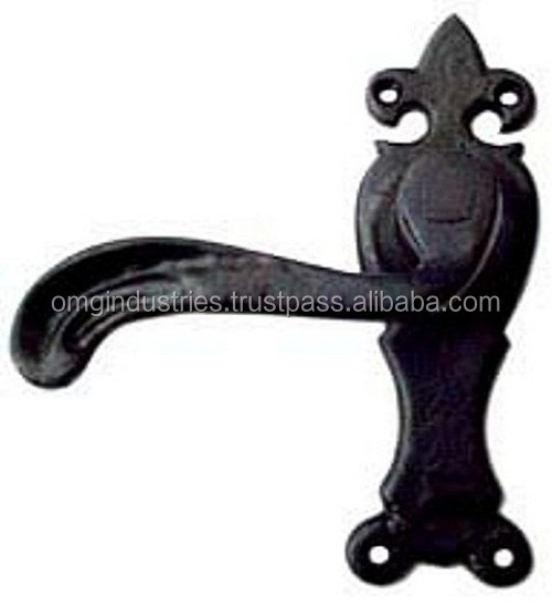 OMG Industries cast iron Rustic Black Door Handle mortise door lever handle heavy duty furniture hardware