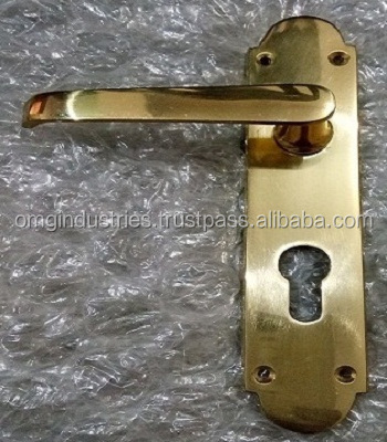 OMG Industries Victorian Scroll Brass Door Handle Lock Furniture Hardware Door Lever Handle with Plate