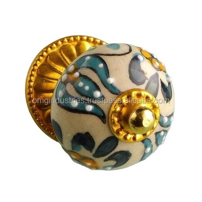 OMG Industries Multi Color Vintage Shabby Knobs Floral Hand Painted Ceramic Wardrobe Cabinet Drawer Door Handles Pulls Knob