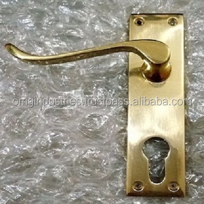 OMG Industries Victorian Scroll Brass Door Handle Lock Furniture Hardware Door Lever Handle with Plate