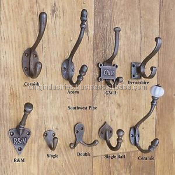 OMG Industries Wall-Mounted Decorative Metal Rustic Wholesale Antique Black Cast iron Wall Mount Coat Hook