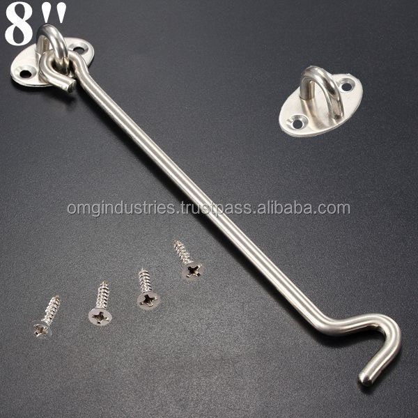 OMG Industries Brass Door Cabin Hook  Window Sliding Door Latch Cabin Hook And Eye Latch Lock Shed Gate Door Catch Silent Holder