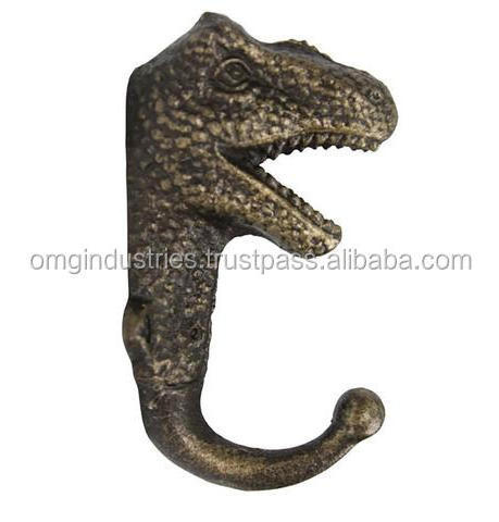 OMG Industries  Dinosaur Head Coat Hook Double ceiling Hanging Hanger Cast Iron Black Hat & Coat Hook