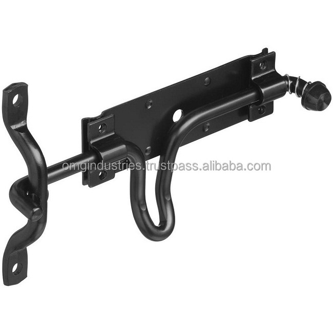 OMG Industries Black Finish Heavy Duty Self Closing Door Latches Thumb Gate Latch Hardware for Wooden Fence