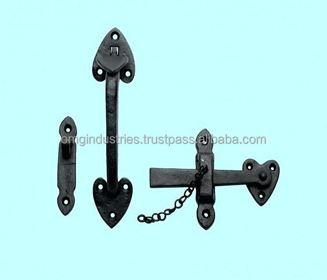 OMG Industries Black Finish Heavy Duty Self Closing Door Latches Thumb Gate Latch Hardware for Wooden Fence