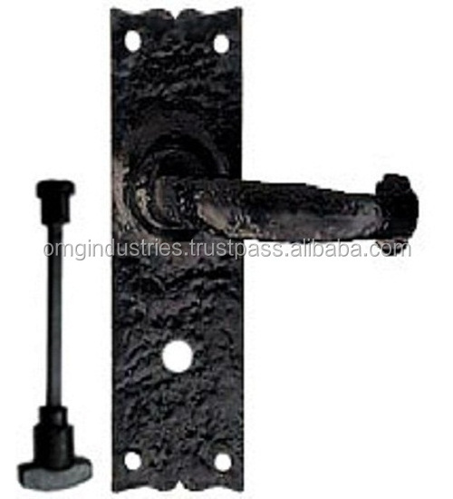 Cast Iron Black Lever Lock on Plate Door Handle