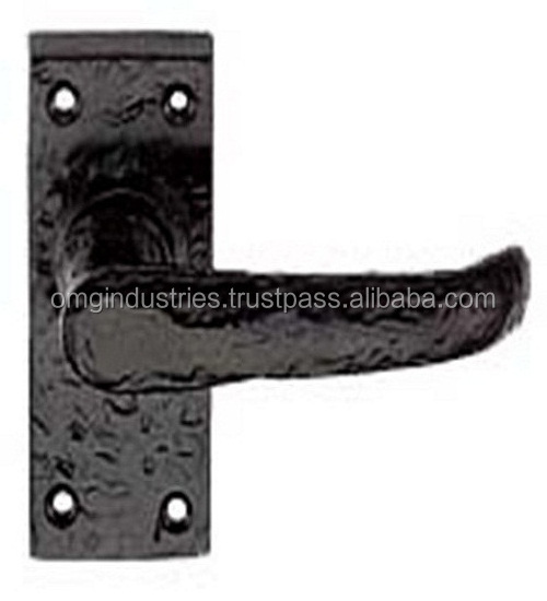 OMG Industries Cast Iron Black Lever Door Handle On Plate Mortice Handle With Lever Lock