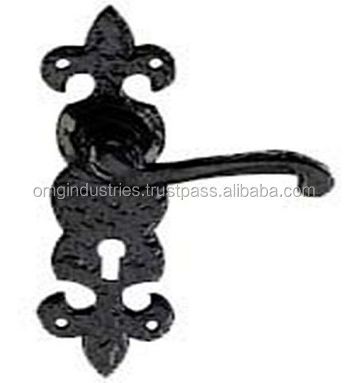 OMG Industries Cast Iron Black Lever Door Handle On Plate Mortice Handle With Lever Lock