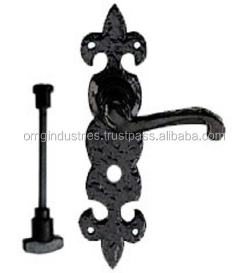 OMG Industries Cast Iron Black Lever Door Handle On Plate Mortice Handle With Lever Lock