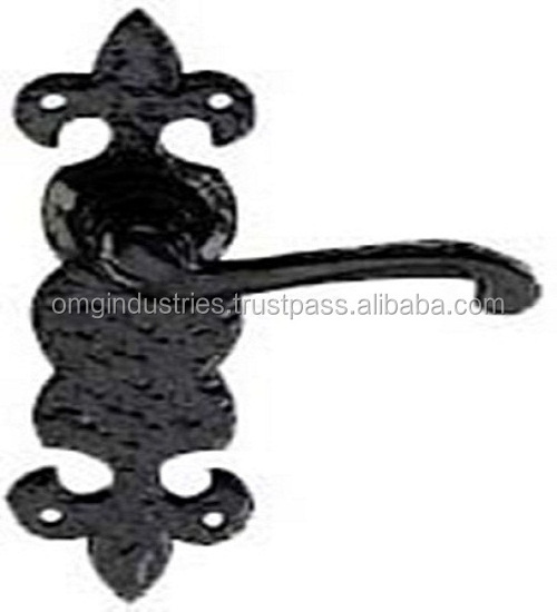 OMG Industries cast iron Rustic Black Door Handle mortise door lever handle heavy duty furniture hardware