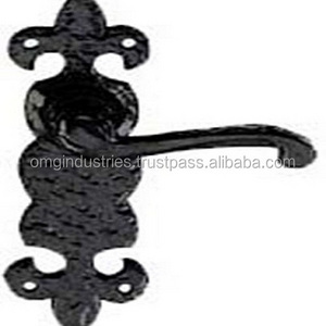 OMG Industries cast iron Rustic Black Door Handle mortise door lever handle heavy duty furniture hardware