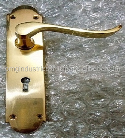 OMG Industries Victorian Scroll Brass Door Handle Lock Furniture Hardware Door Lever Handle with Plate