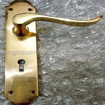 OMG Industries Victorian Scroll Brass Door Handle Lock Furniture Hardware Door Lever Handle with Plate