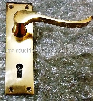 OMG Industries Victorian Scroll Brass Door Handle Lock Furniture Hardware Door Lever Handle with Plate