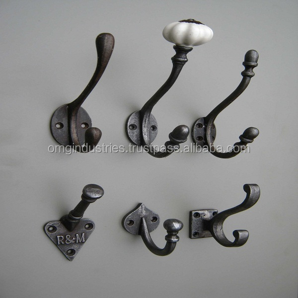 OMG Industries Wall-Mounted Decorative Metal Rustic Wholesale Antique Black Cast iron Wall Mount Coat Hook