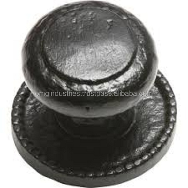 OMG Industries Cast Iron Black Center Front Pull Door Knob Round small furniture kitchen cabinet pulls and knobs