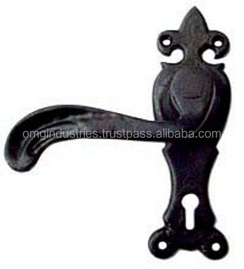 OMG Industries cast iron Rustic Black Door Handle mortise door lever handle heavy duty furniture hardware