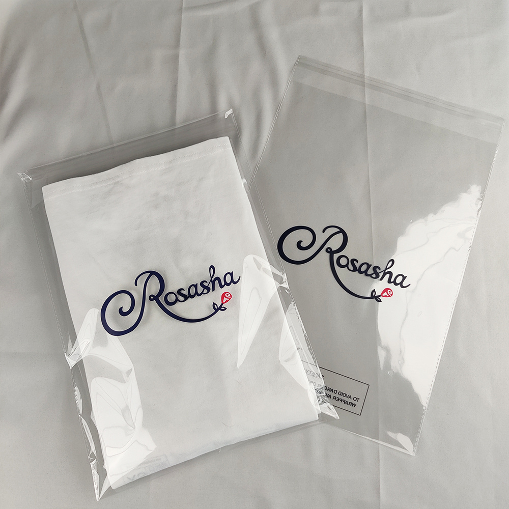 Custom Logo Clothing Clear Package Plastic OPP Bag Self Adhesive Seal Cello Bag Transparent Cellophane Bags with adhesive