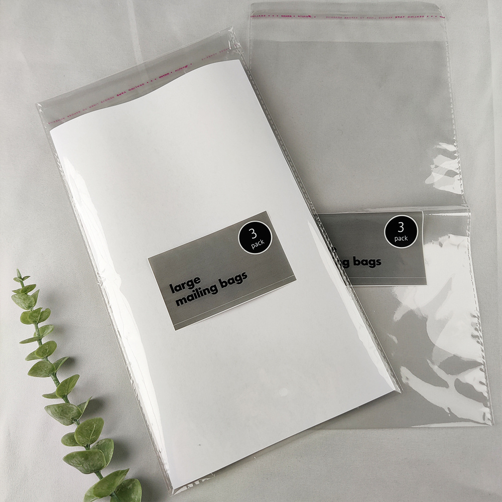 Custom Logo Clothing Clear Package Plastic OPP Bag Self Adhesive Seal Cello Bag Transparent Cellophane Bags with adhesive