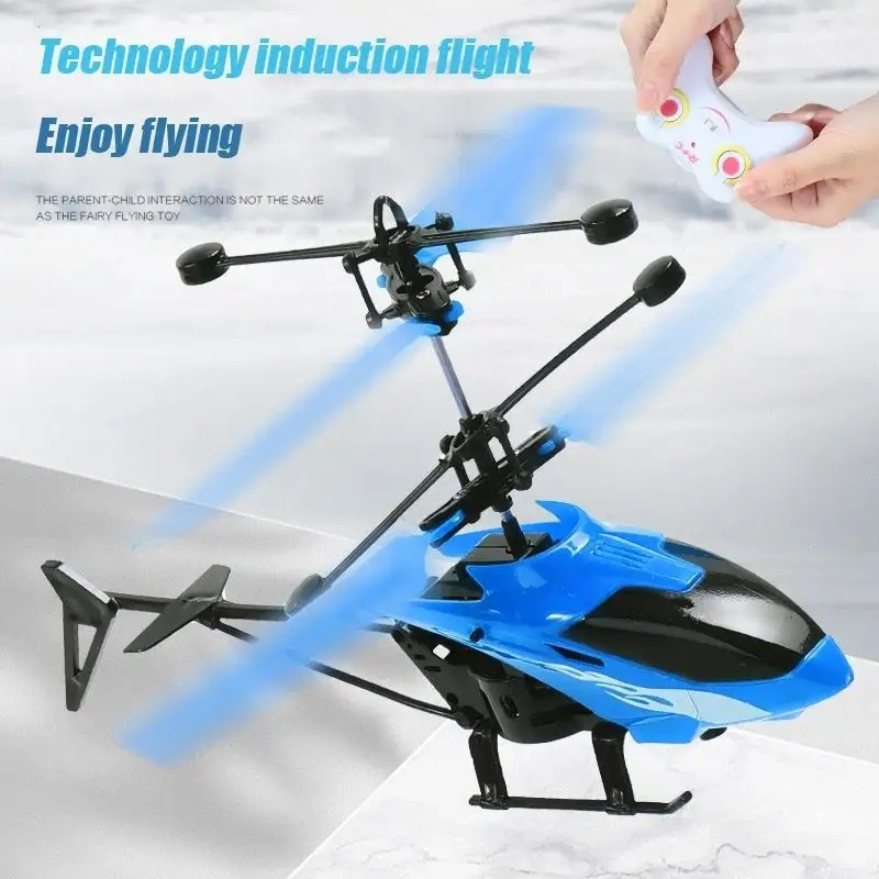 Remote controlled aircraft induction suspended two-way helicopter crash resistant with light rechargeable flying children's toys