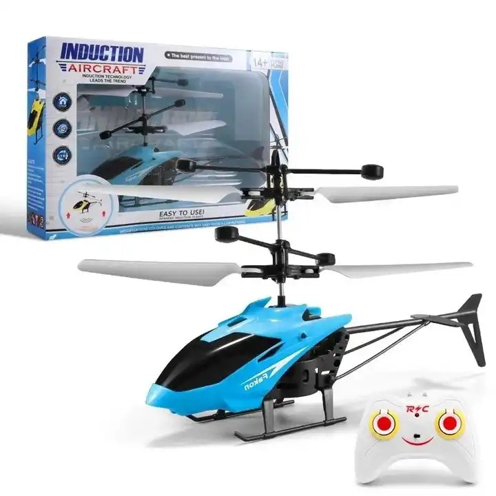 Remote controlled aircraft induction suspended two-way helicopter crash resistant with light rechargeable flying children's toys