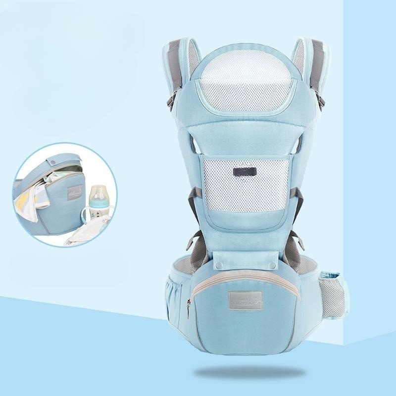 Hot selling solid color baby shoulder straps can store baby stools horizontal armrests dual purpose shoulder straps