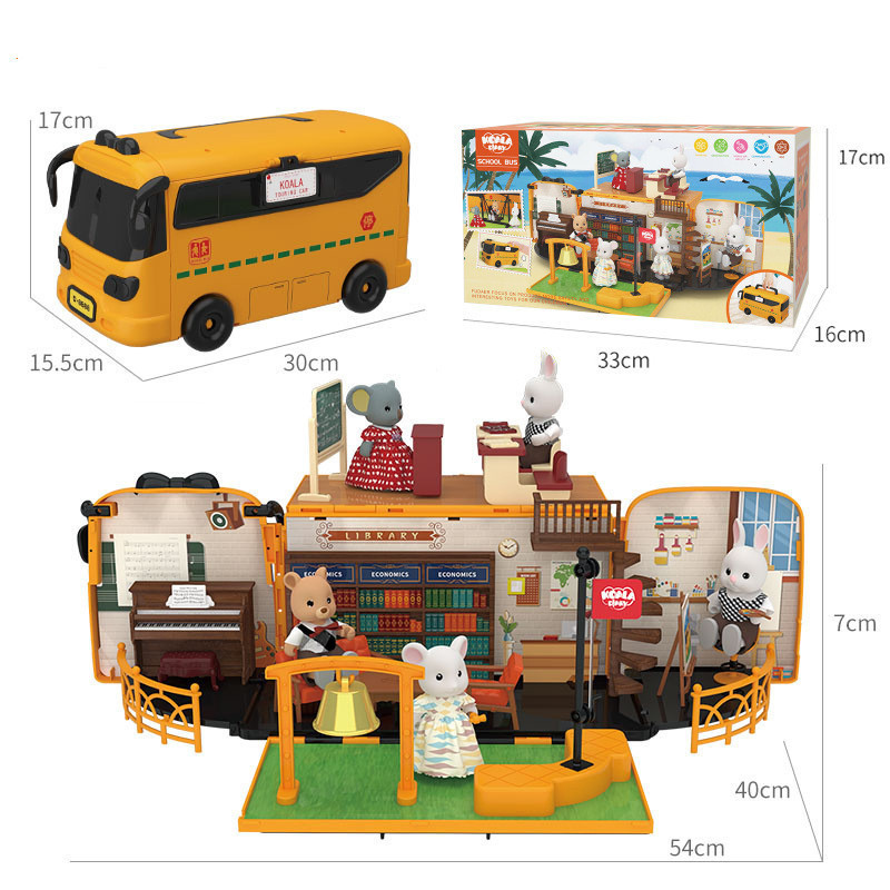 Children's Bus Toy House Transformation RV Versatile House Girl Doll House