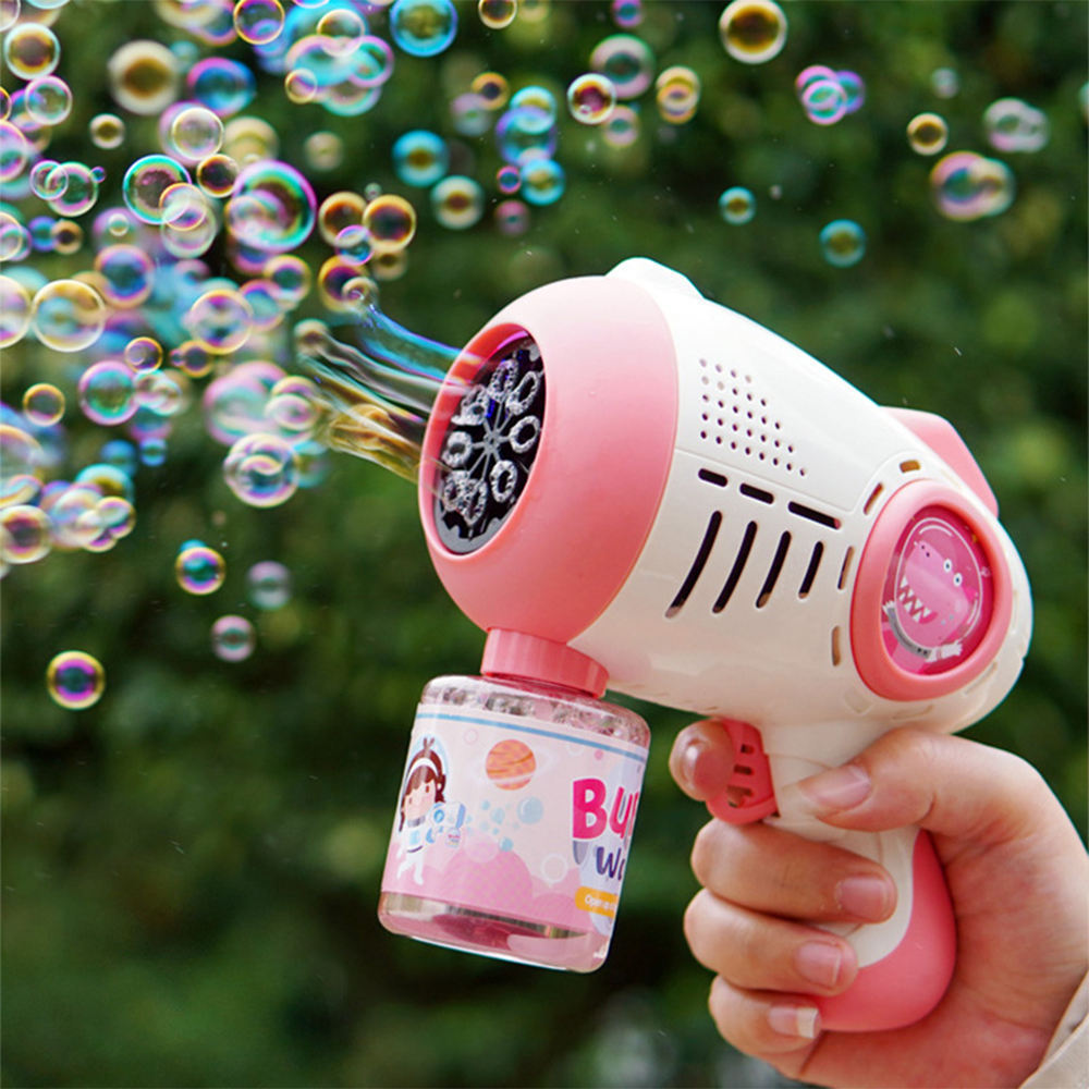 Wholesale children's handheld fully automatic bubble guns luminescent porous electric kid soap bubble machine gun toys