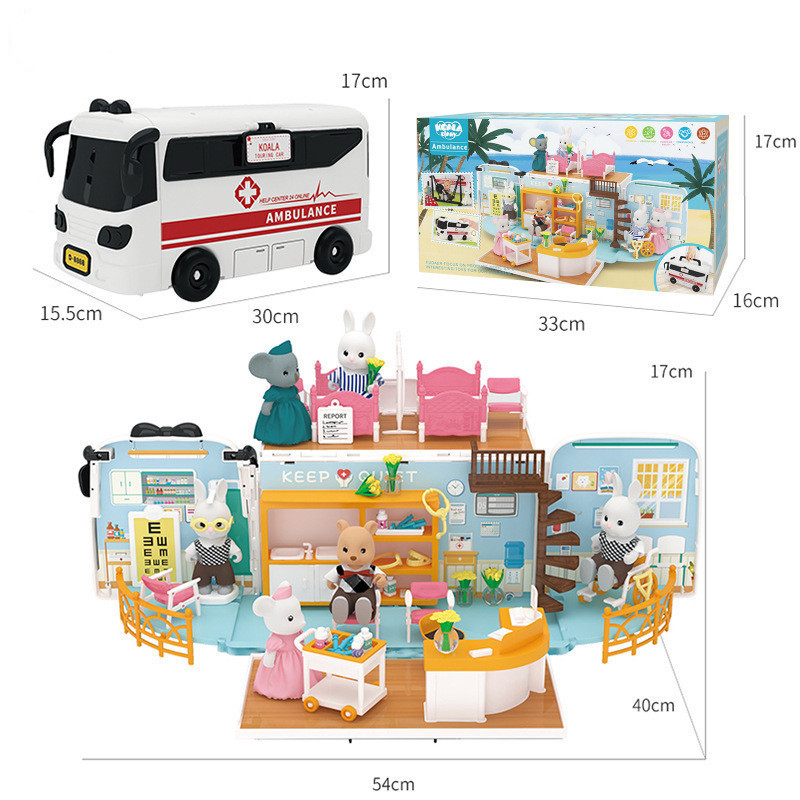 Children's Bus Toy House Transformation RV Versatile House Girl Doll House